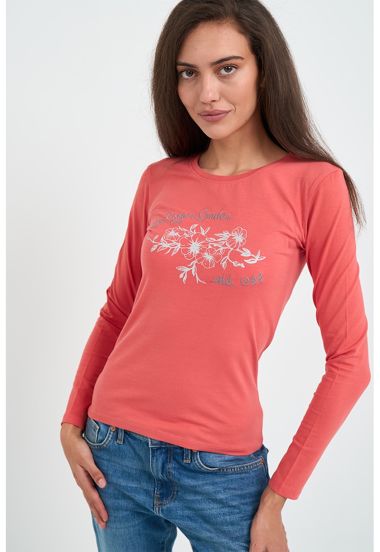 Bluza slim fit cu model floral