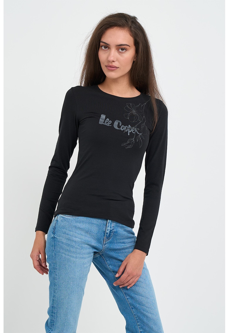 Bluza slim fit cu logo - Negru