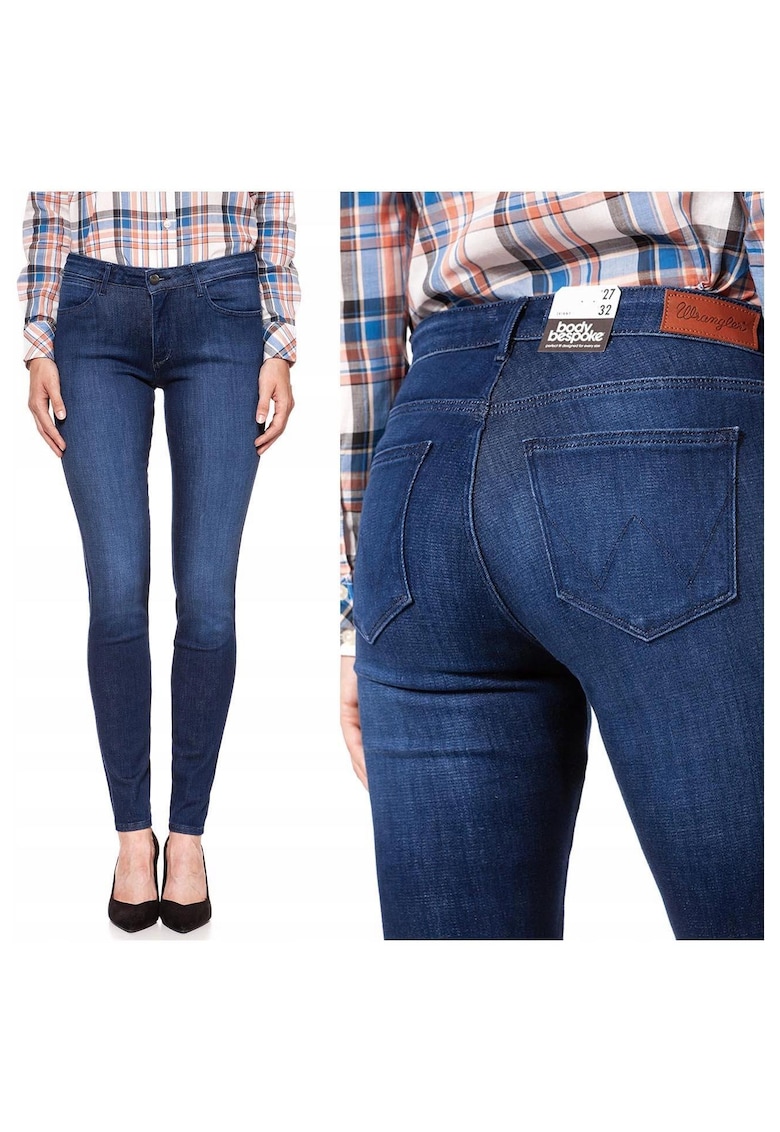 Blugi Dama - Skinny W25-L32 - Bumbac - Zipper - Lung - 20 Buzunare 2 Mari 2 Medii Exterioare1 Mic Interior - Talie Joasa - Albastru
