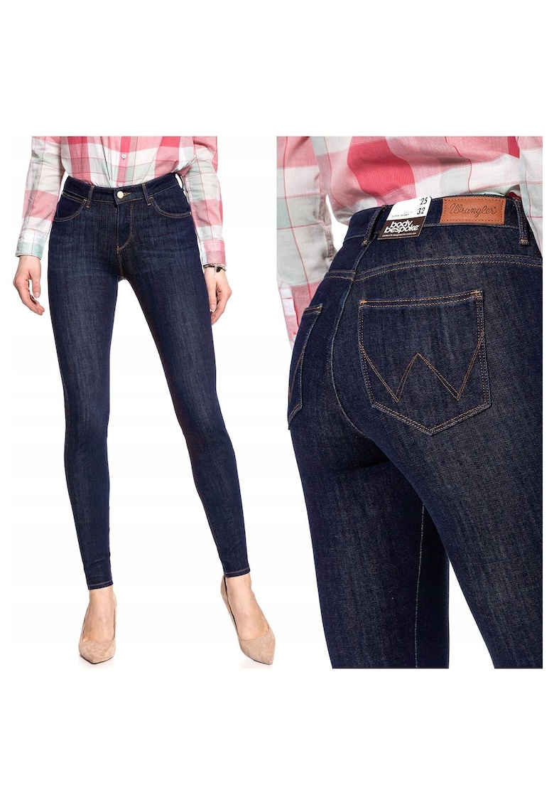 Blugi Dama - Super Skinny W24 L32 - Bumbac - Zipper - Lung - 23 Buzunare 2 Mari 2 Medii Exterioare1 Mic Interior - Talie Joasa - Albastru