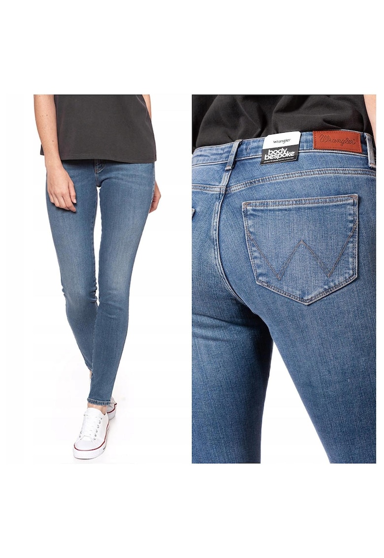 Blugi Dama - Skinny W24 L32 - Bumbac - Zipper - Lung - 5 Buzunare 2 Mari 2 Medii Externe1 Mic Intern - Talie Joasa - Albastru
