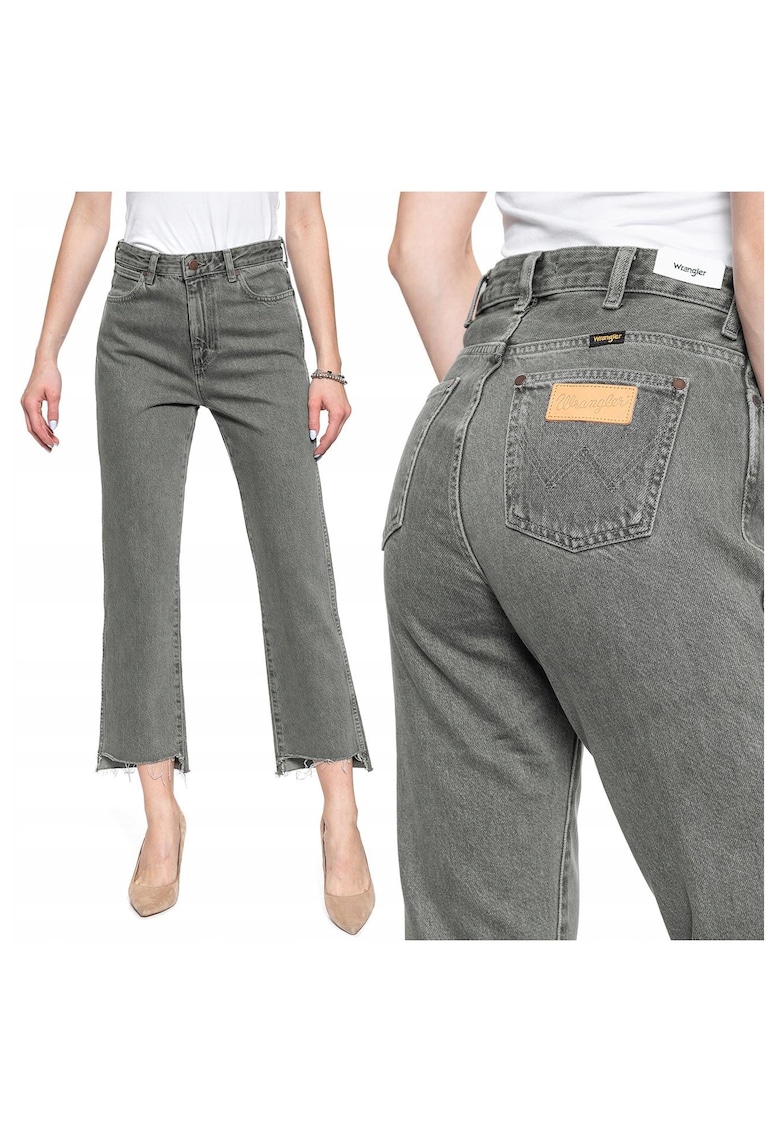 Blugi Dama -  Retro Straight - W25 L32 US - Bumbac - Zipper - Lung - 5 Buzunare 2 Mari 2 Medii Exterioare 1 Mic Interior - Talie Inalta - Gri