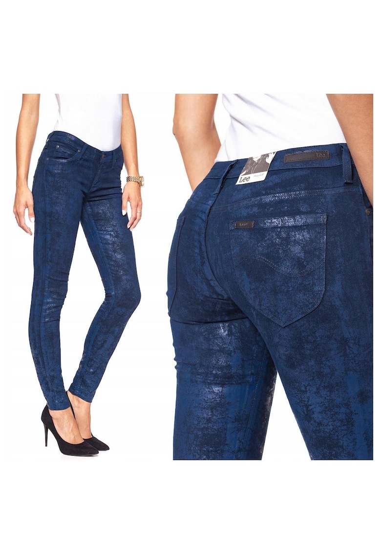 Blugi Dama - Scarlett - W25 L33 - Bumbac - Fermoar - Lungi - Talie Medie - 5 Bunzuare - High-Quality - Albastru Inchis