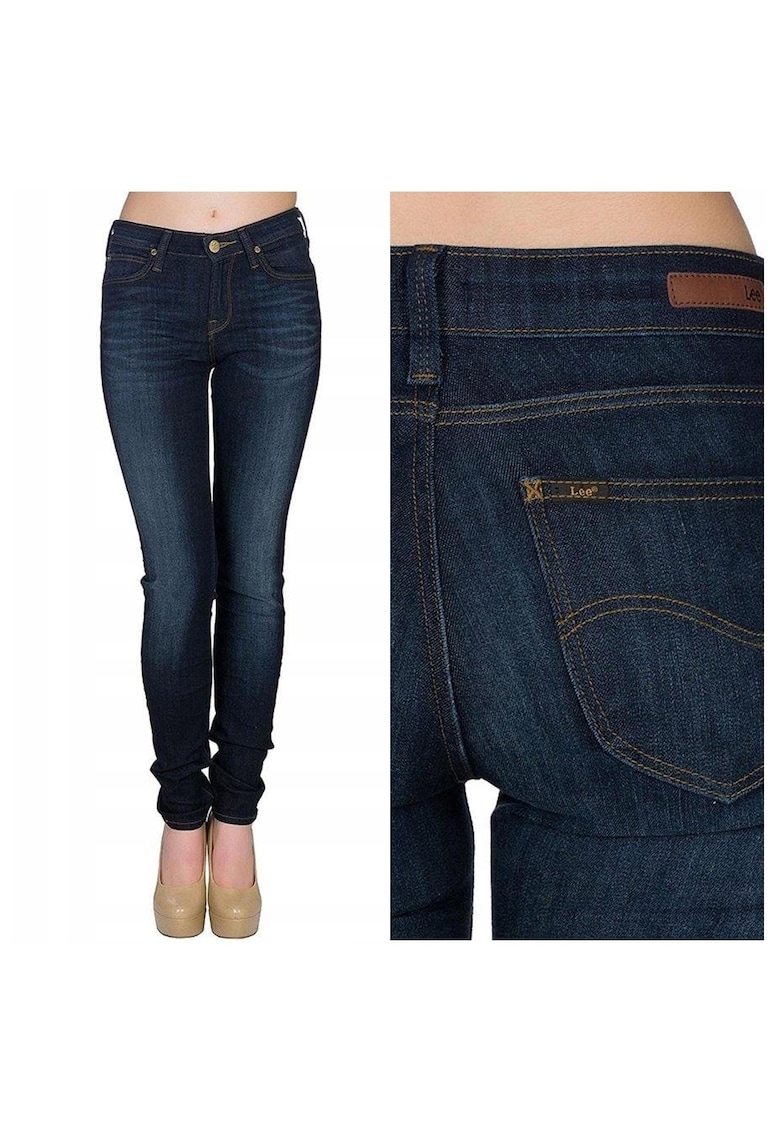 Blugi Dama - Scarlett - W25 L33 - Bumbac - Fermoar - Lungi - Talie Medie - 5 Bunzuare - High-Quality - Albastru Inchis