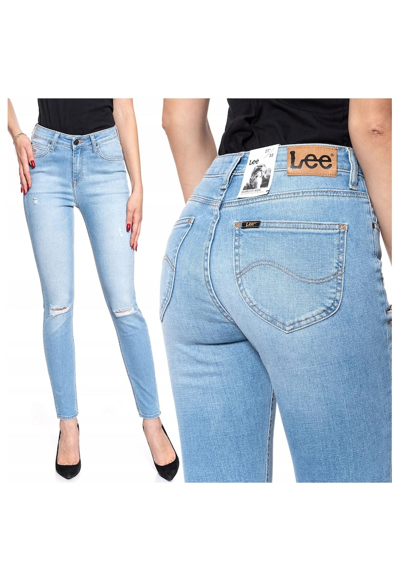 Blugi Dama - Scarlett High 27/33 - Bumbac - Zipper - Lung - 5 Buzunare 2 Mari 2 Medii Exterioare1 Mic Interior - Talie Inalta - Albastru