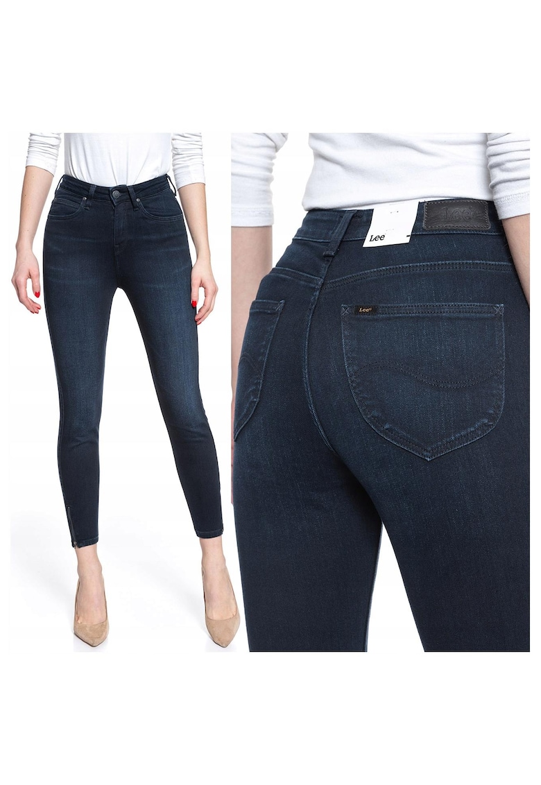 Blugi Dama - Scarlett High Zip - W24 L31 - 100% Bumbac - Fermoar - Lungi - 5 Buzunare - High-Quality - Albastru