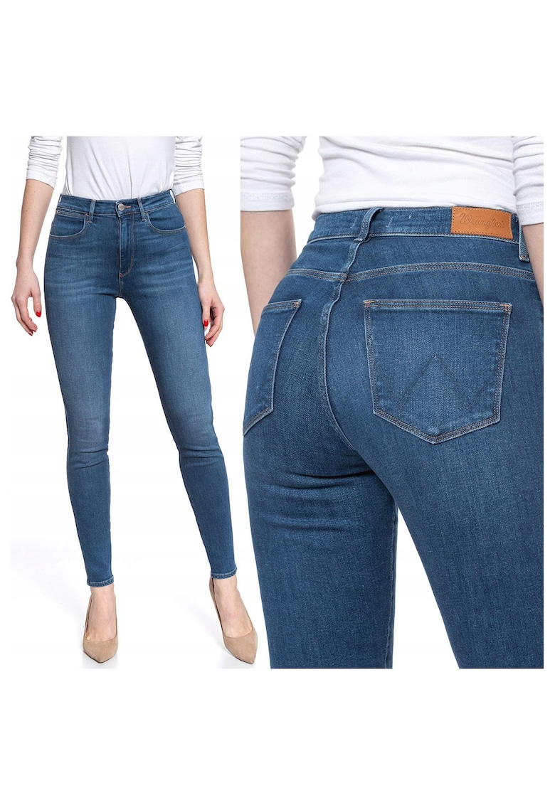 Blugi Dama -  High Rise Skinny W24 L32 - Bumbac - Zipper - Lung - 5 Buzunare 2 Mari 2 Medii Exterioare1 Mic Interior - Talie Inalta - Albastru