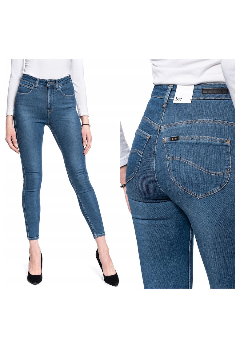 Blugi Dama - Scarlett High - W25 L31 - 100% Bumbac - Fermoar - Lungi - 5 Buzunare - High-Quality - Albastru