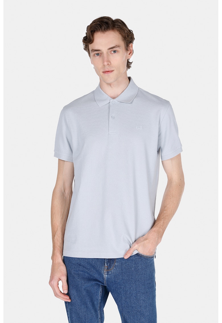 Colins Tricou polo cu logo brodat - Albastru glaciar
