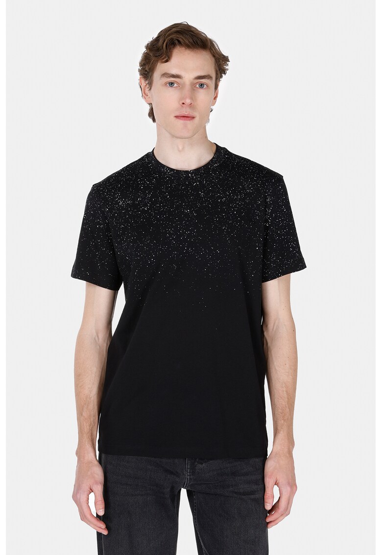 Tricou de bumbac cu decolteu la baza gatului