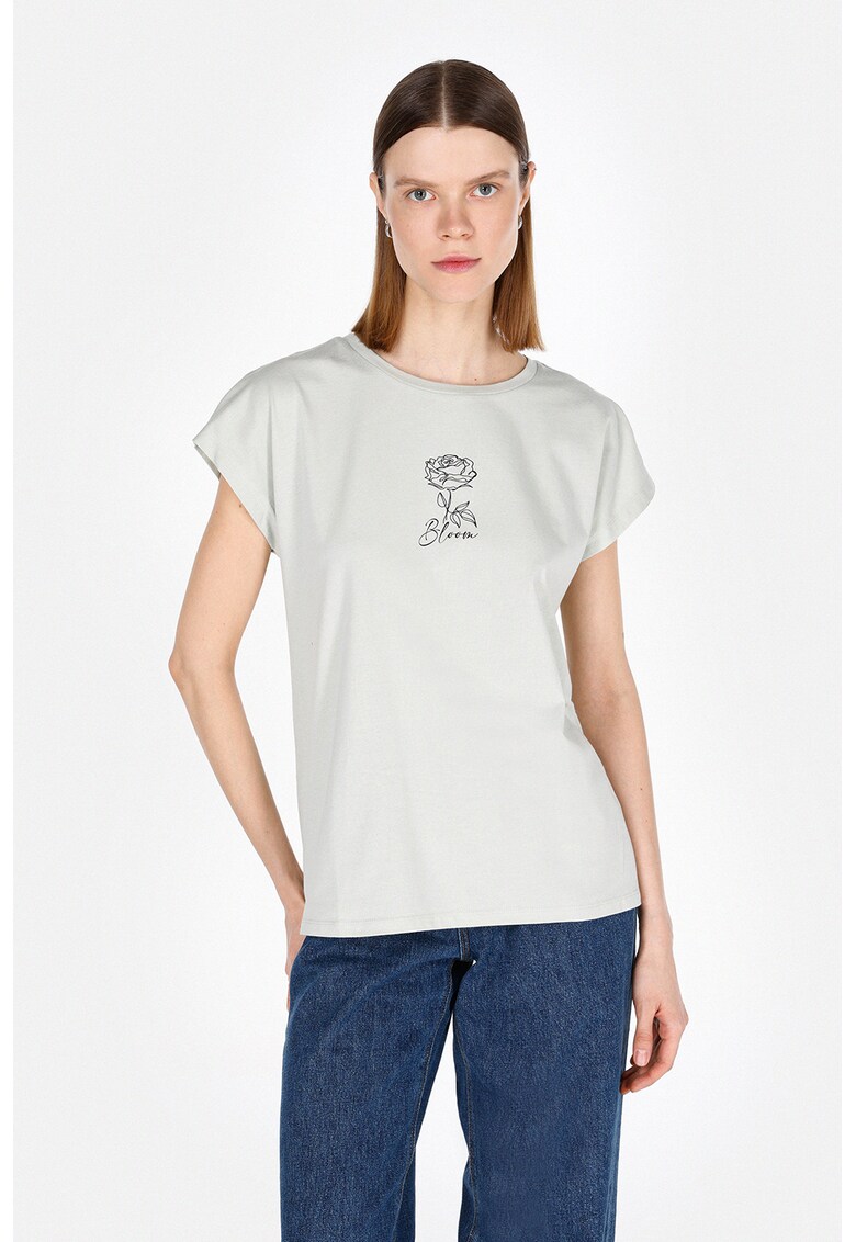 Tricou de bumbac cu imprimeu - Negru/Alb murdar