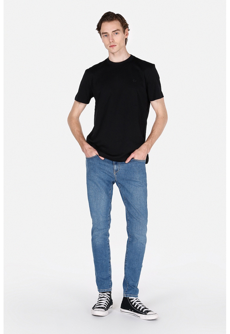 Blugi slim fit cu talie medie - Albastru