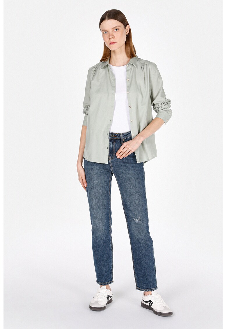 Blugi drepti cu aspect decolorat - Albastru melange