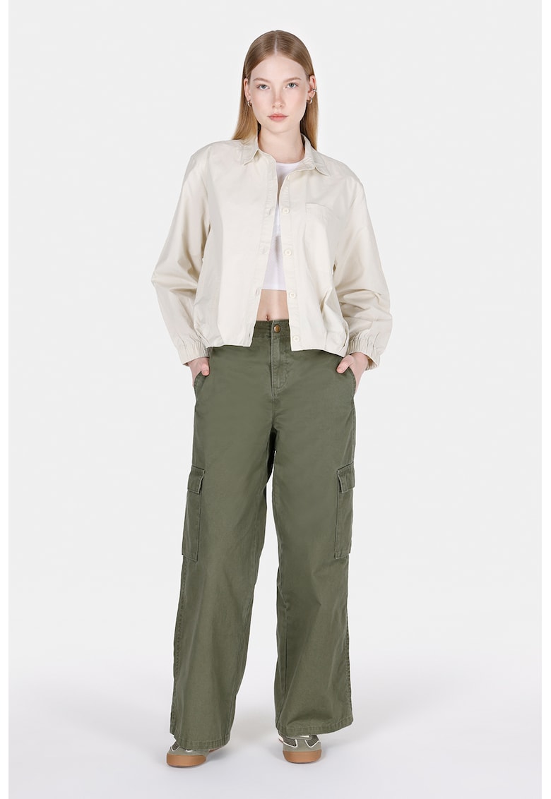 Camasa din amestec de bumbac cu buzunar pe piept