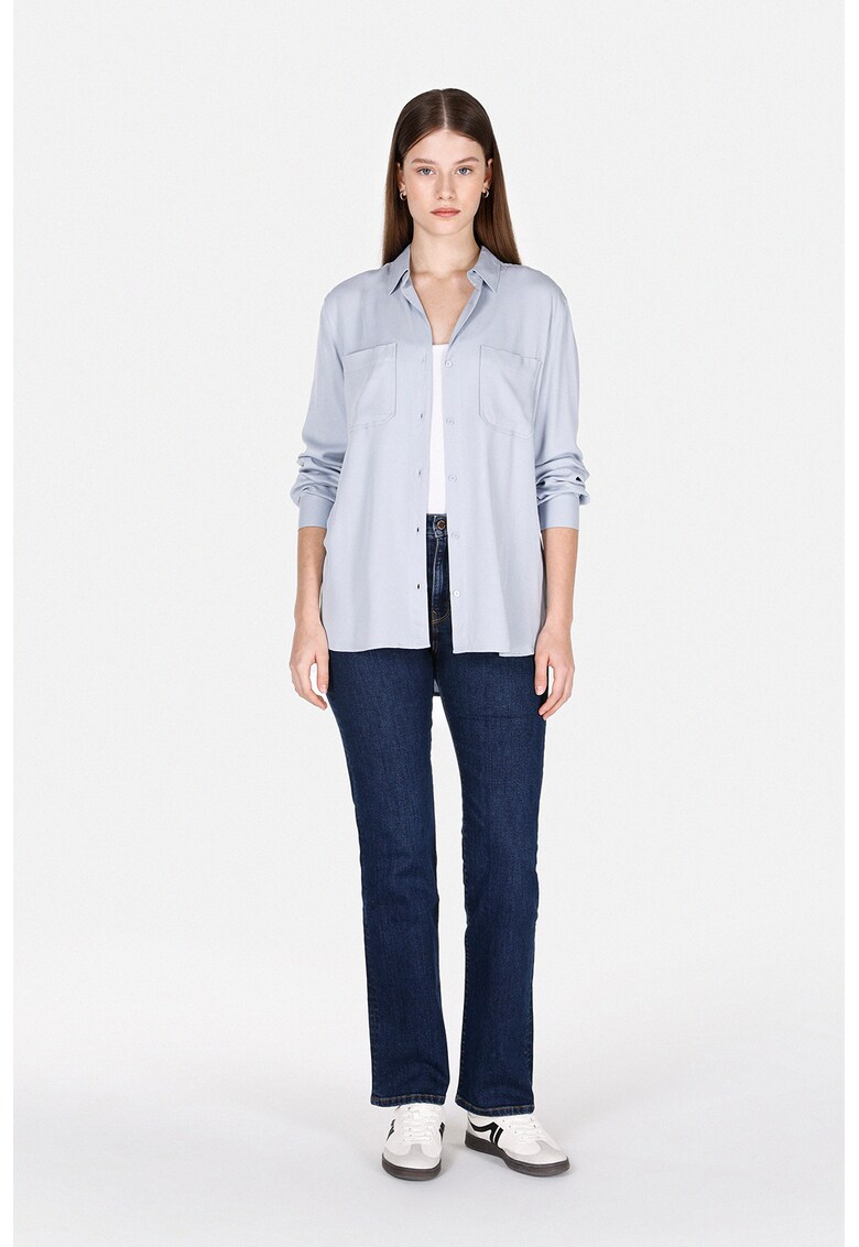 Camasa uni cu buzunare pe piept - Albastru deschis