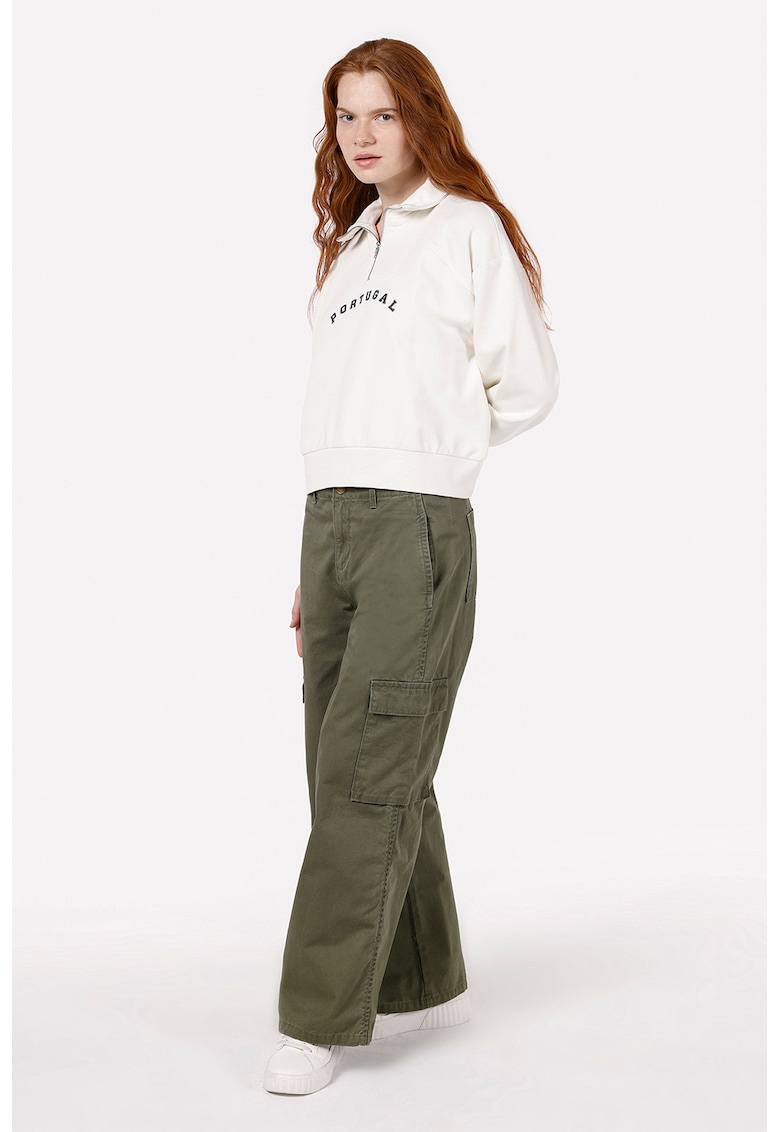 Bluza de trening din bumbac cu fenta cu fermoar