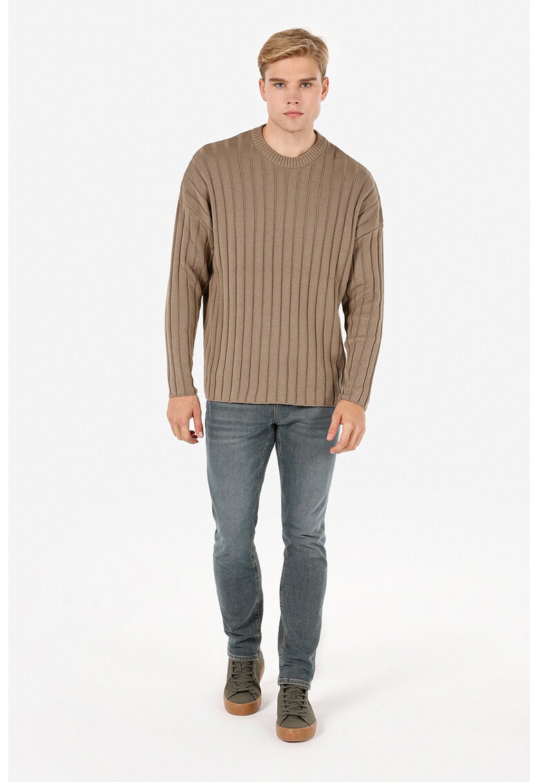 Pulover cu decolteu la baza gatului - Maro taupe