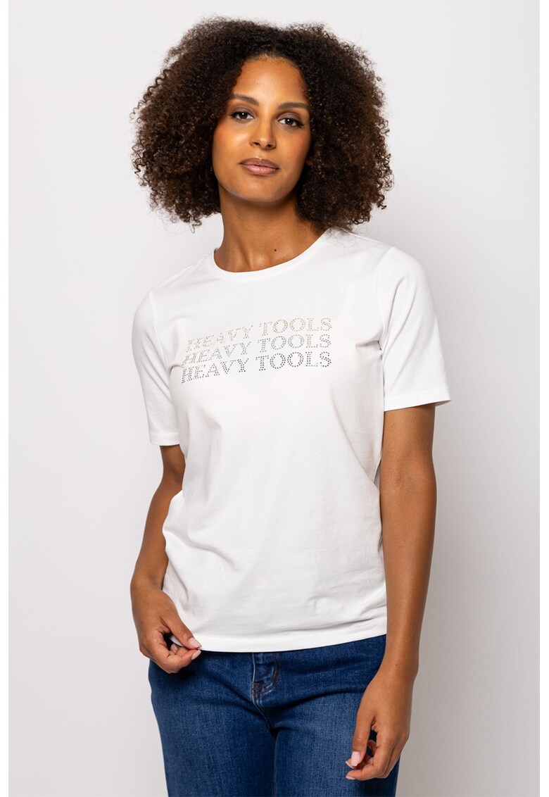 Tricou cu logo si decolteu la baza gatului