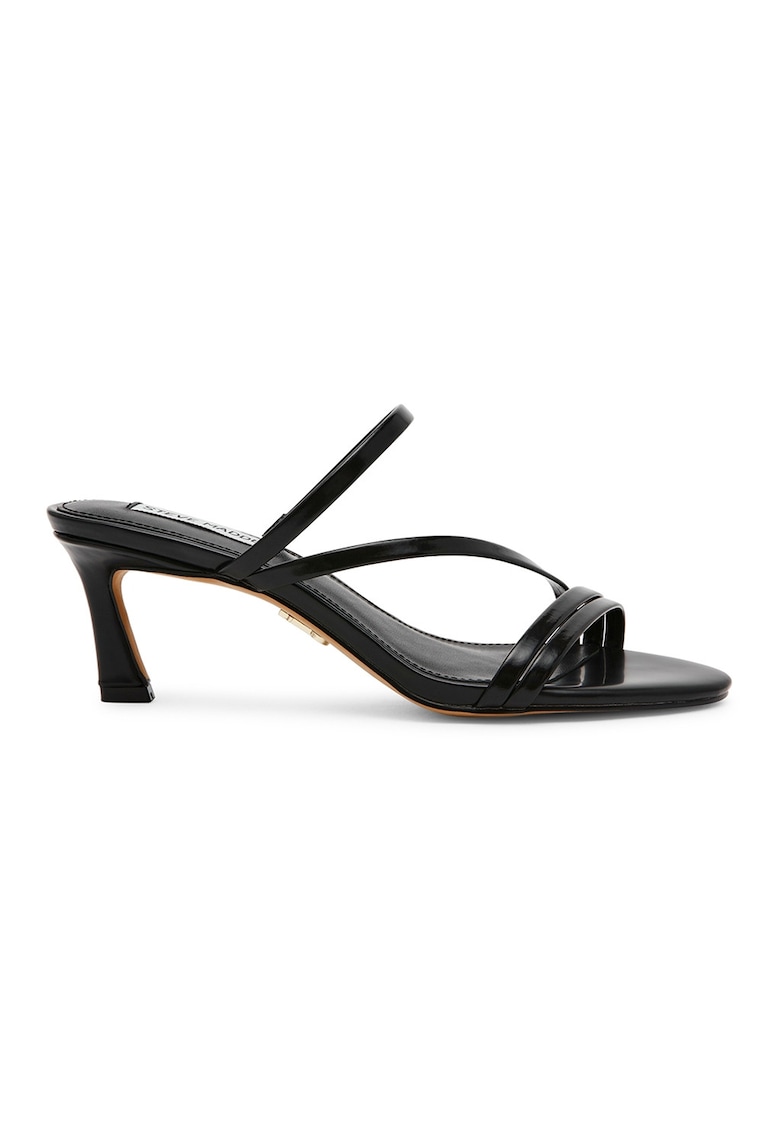 Sandale din piele ecologica cu toc kitten - Negru