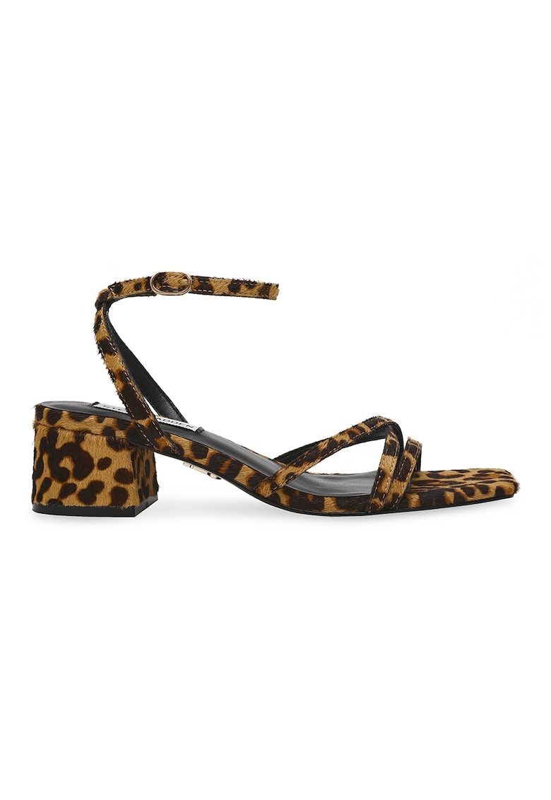 Sandale cu toc masiv si model animal print