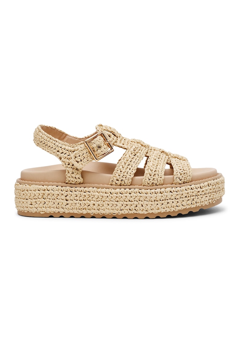 Sandale flatform cu design impletit - Bej deschis