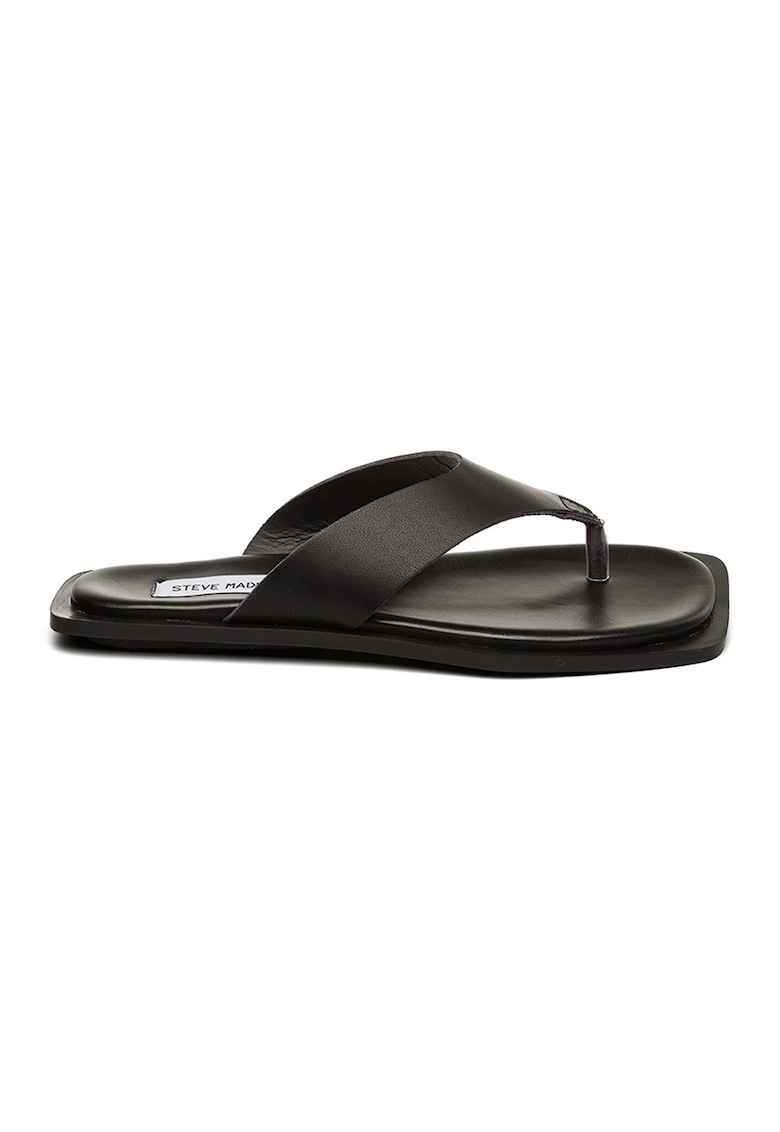 Papuci fli-flop din piele - Negru