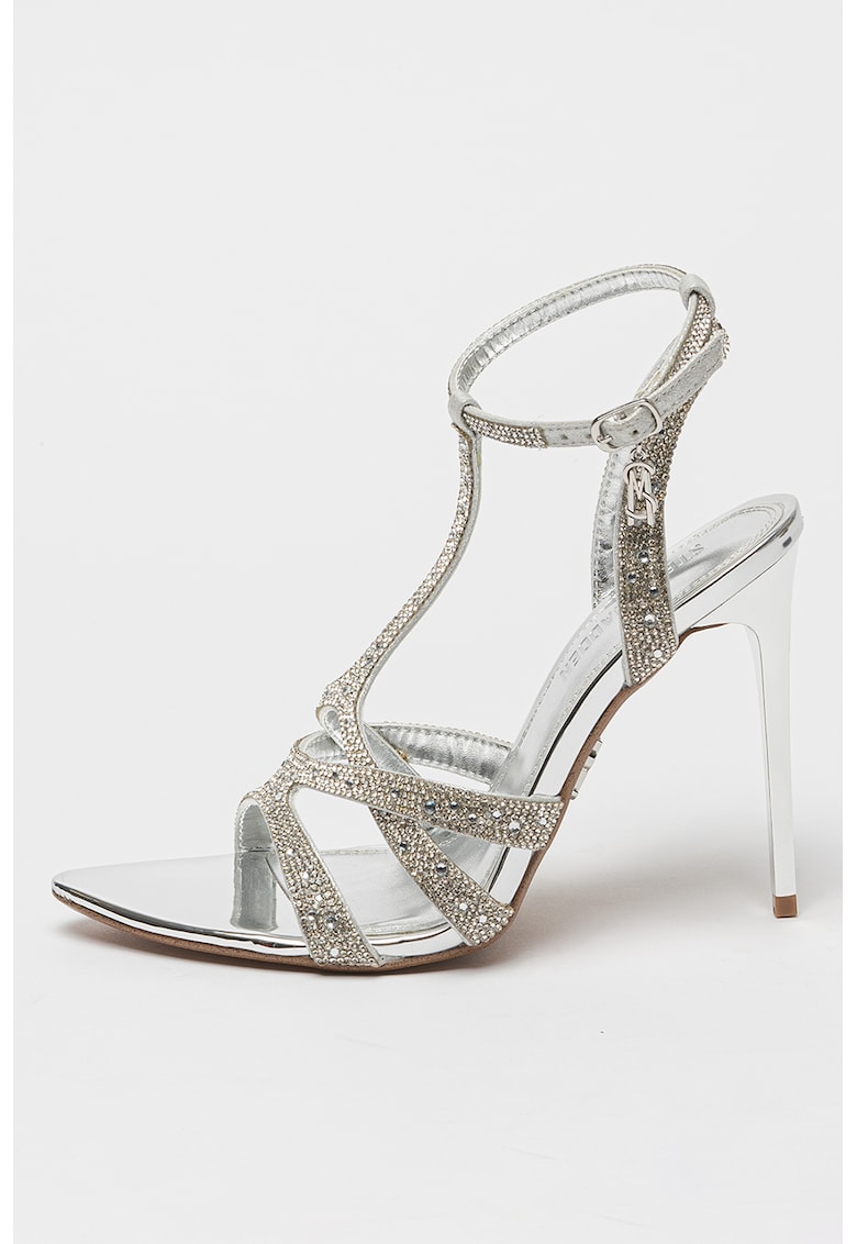Sandale cu toc cu aplicatii din strasuri Scope
