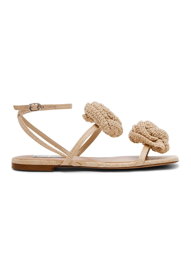 Sandale flatform cu aplicatii florale - Bej
