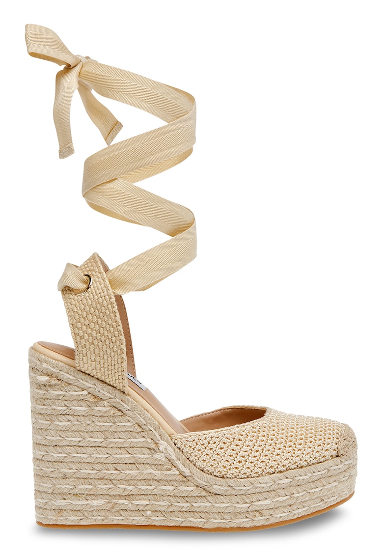 Sandale cu model uni si talpa demi-wedge