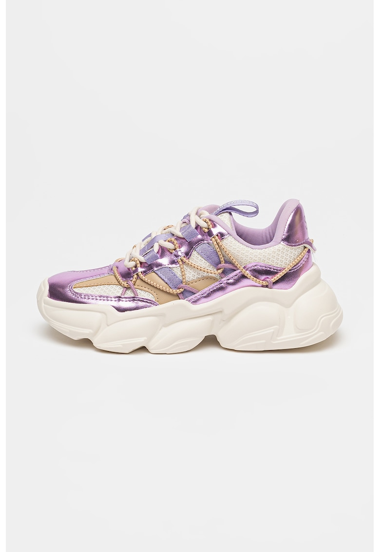 Pantofi sport cu aspect masiv Spectator - Alb/Maro nisip/Lila