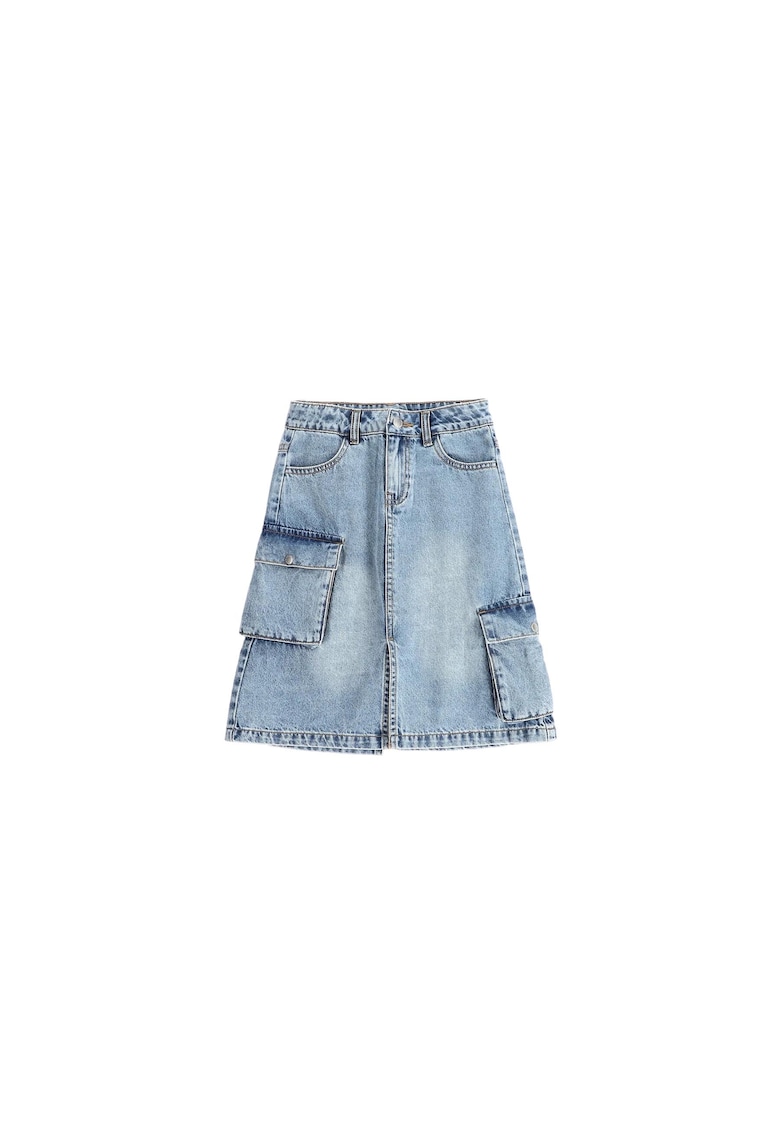 Fusta bumbac - pentru fete - stil modern - albastru