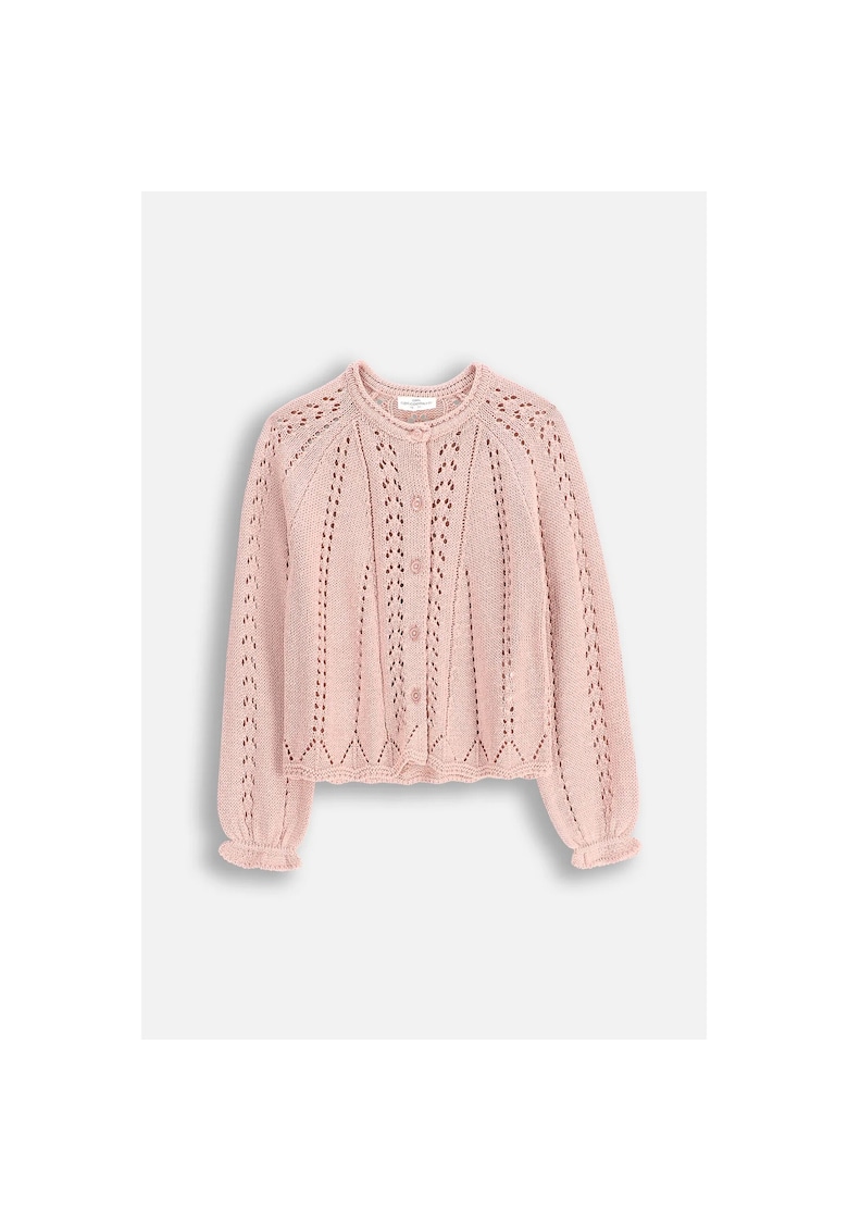 Cardigan tricotat cu model pointelle si inchidere cu nasturi