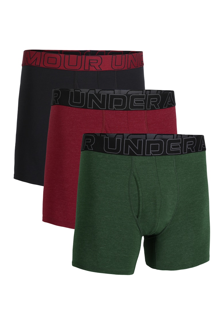 Set de boxeri cu banda logo in talie - 3 perechi - Visiniu/Negru