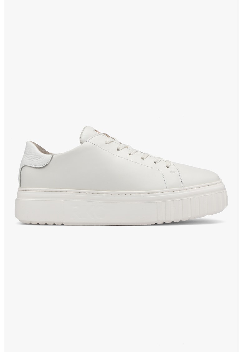Pantofi sport flatform de piele June - Alb murdar
