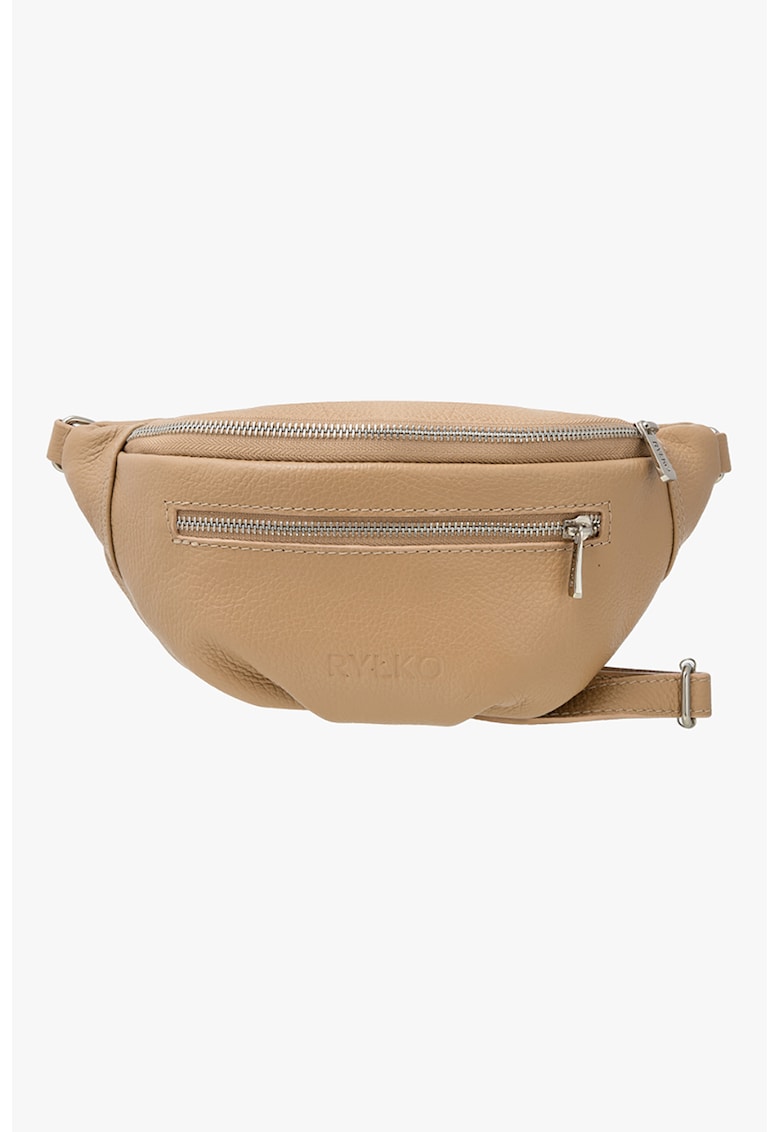 Geanta crossbody din piele - Maro camel