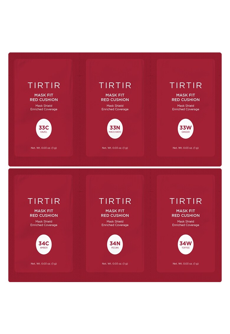 Set de Testare Fond de Ten Cushion - Sachet - Mask Fit Red Cushion Trial Kit 6 Culori (33C-34W)