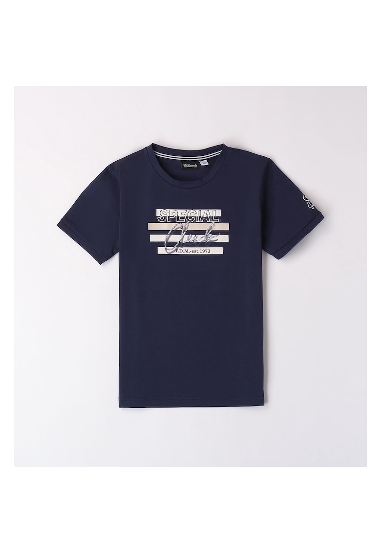 Tricou cu imprimeu si text brodat pentru baiat - 0.8721 - Albastru inchis