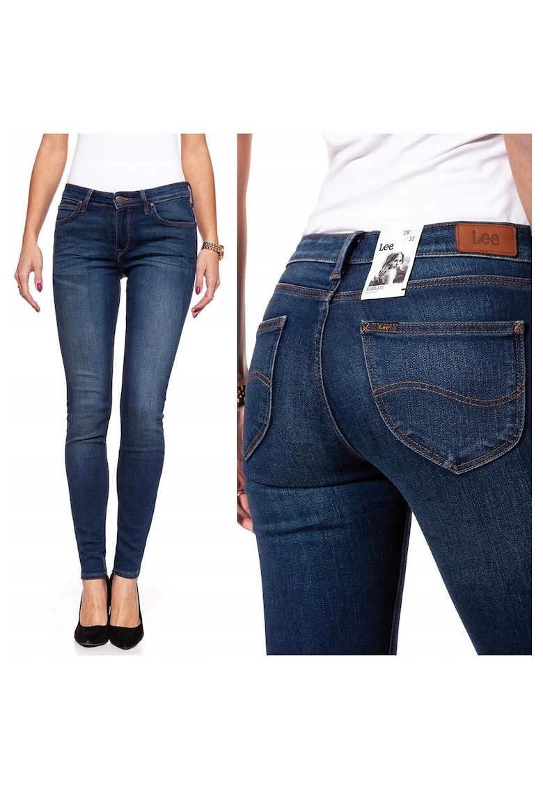 Blugi Dama -  Scarlett Skinny - W25 L33 US - Bumbac - Zipper - Lung - 5 Buzunare 2 Mari 2 Medii Exterioare 1 Mic Interior - Talie Medie - Albastru