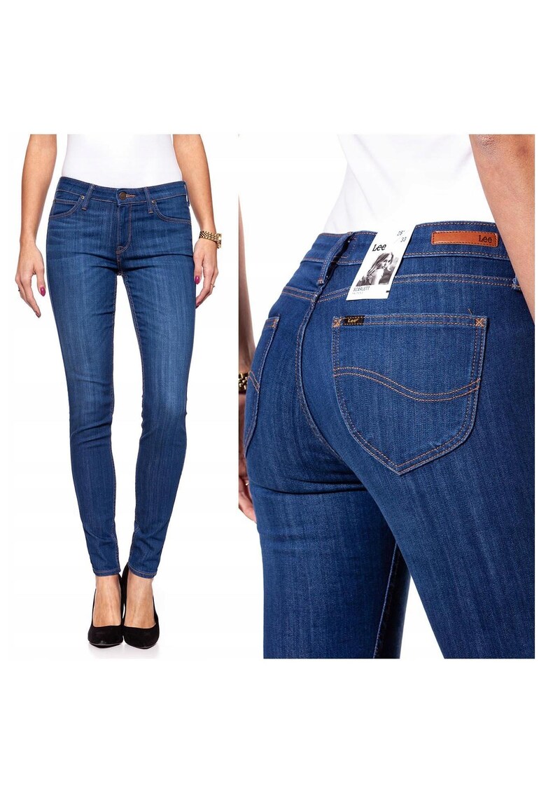 Blugi Dama - Scarlett - W25-L33 US - Bumbac - Zipper - Lung - 5 Buzunare 2 Mari 2 Medii Exterioare 1 Mic Interior - Talie Medie - Albastru