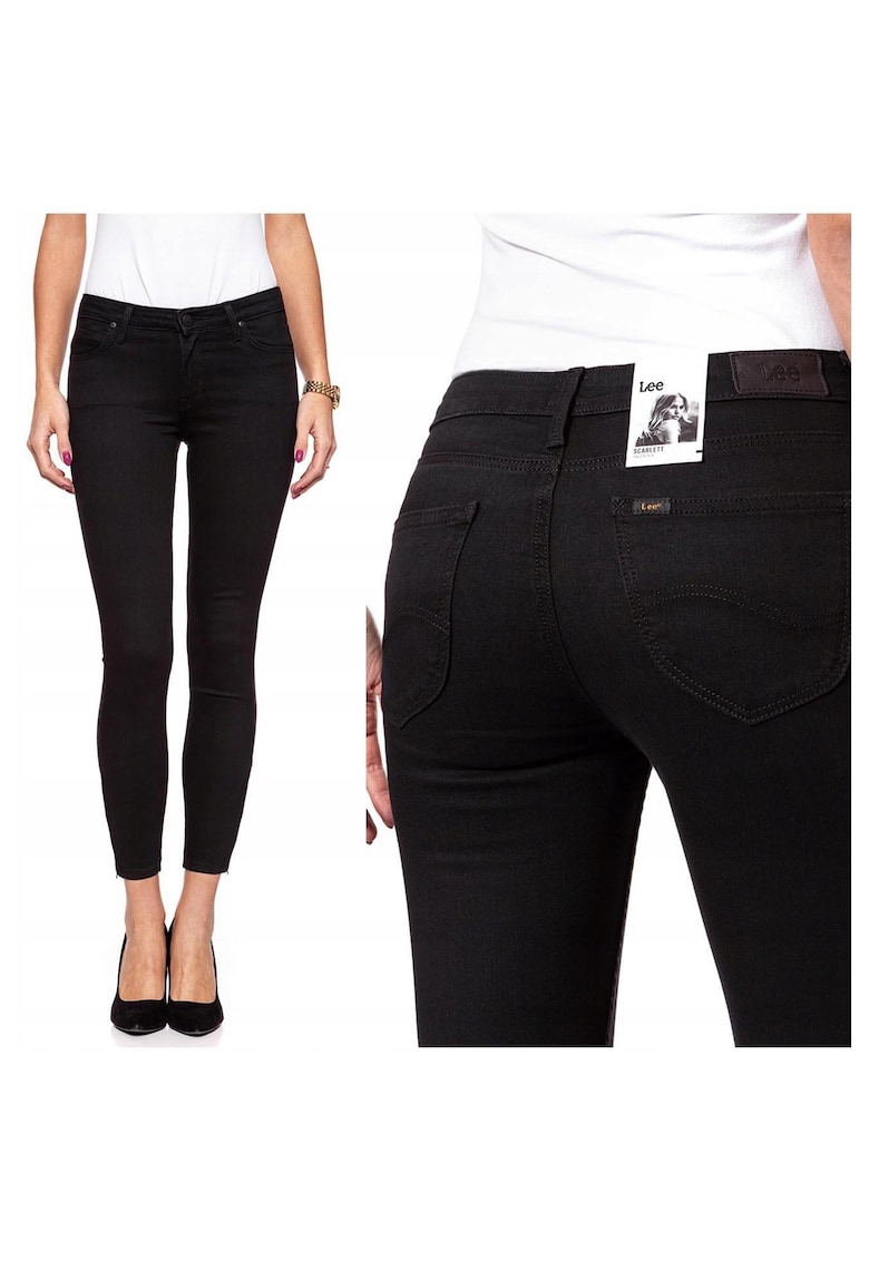 Blugi Dama - Scarlett High - W24 L31 US - Bumbac - Zipper - Lung - 5 Buzunare 2 Mari 2 Medii Externe 1 Mic Intern - Talie Medie - Negru