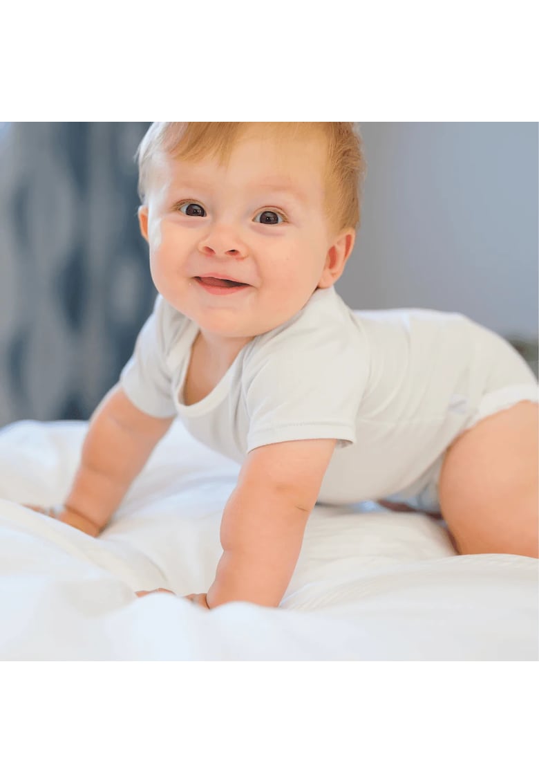 Body cu maneca scurta din bambus -  Gri - pentru fetite sau baietei