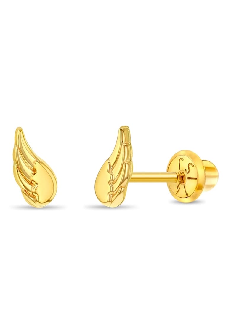 Cercei din Aur 14K pentru Copii – Aripi de Inger - inchidere cu Filet si Protectie