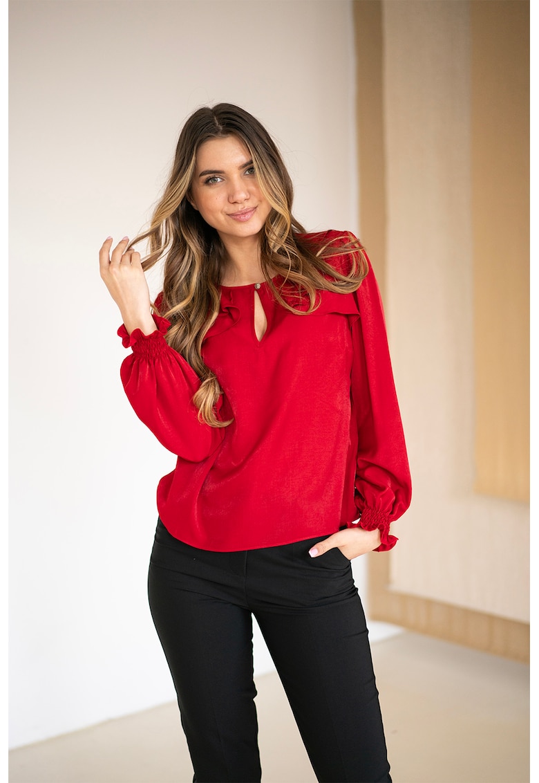 Bluza cu volane si mansete elastice Liliane