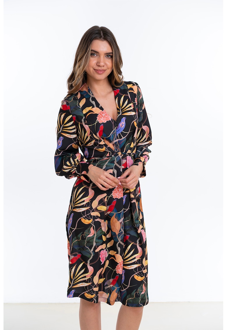 Rochie cu maneci lungi si imprimeu floral