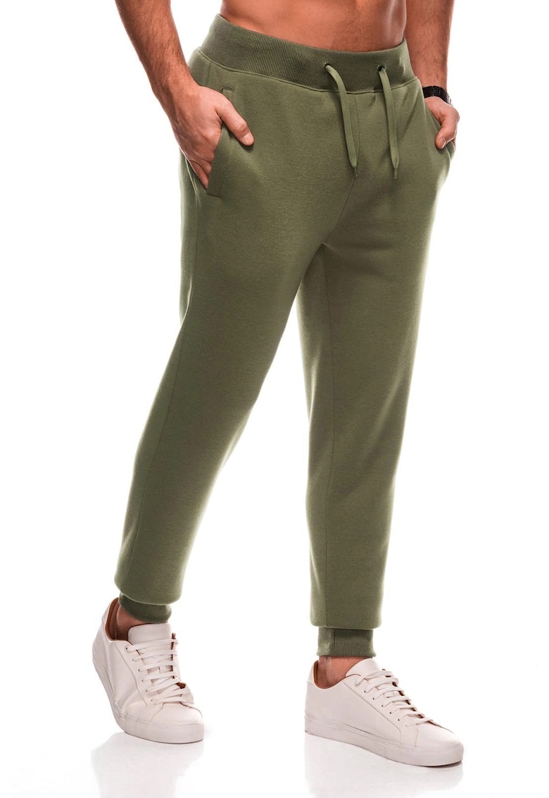 Pantaloni de trening cu snur in talie - Verde masliniu