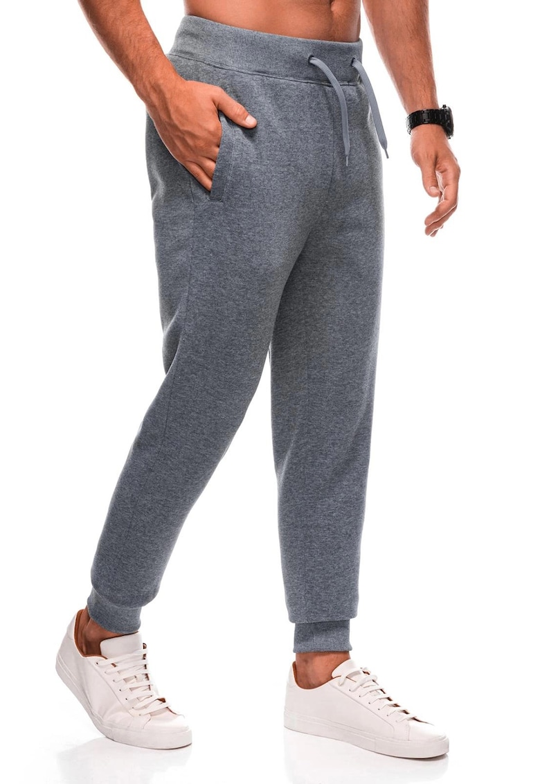 Pantaloni de trening cu snur in talie - Gri melange