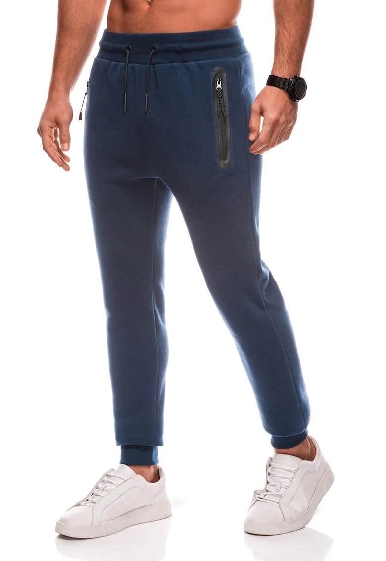 Pantaloni de trening cu buzunare cu fermoar - Bleumarin
