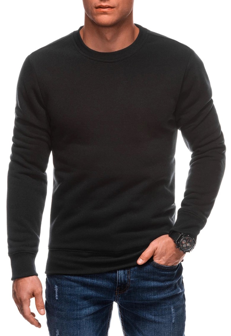 Bluza de trening cu model uni si decolteu la baza gatului