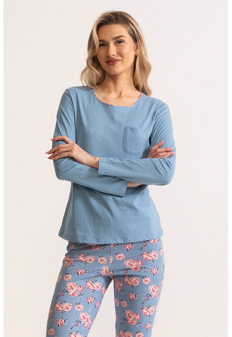 Pijama lunga cu imprimeu floral Carmina