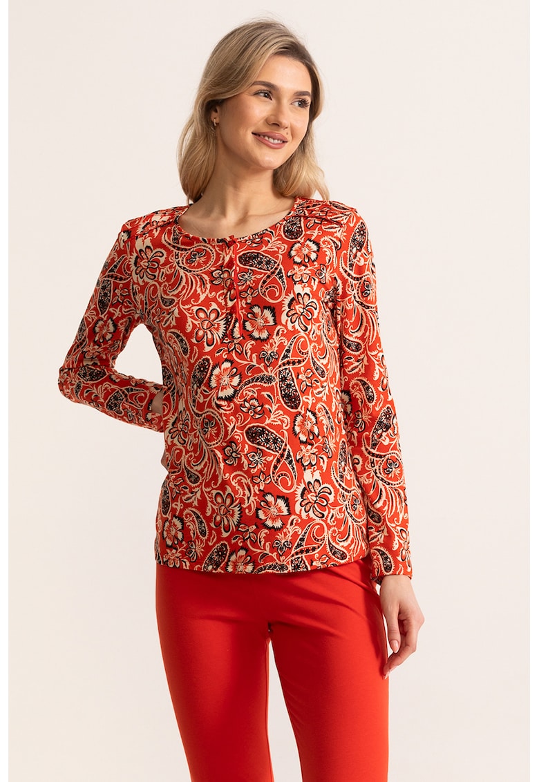 Pijama lunga cu model floral Mona Pijama lunga cu model floral Mona